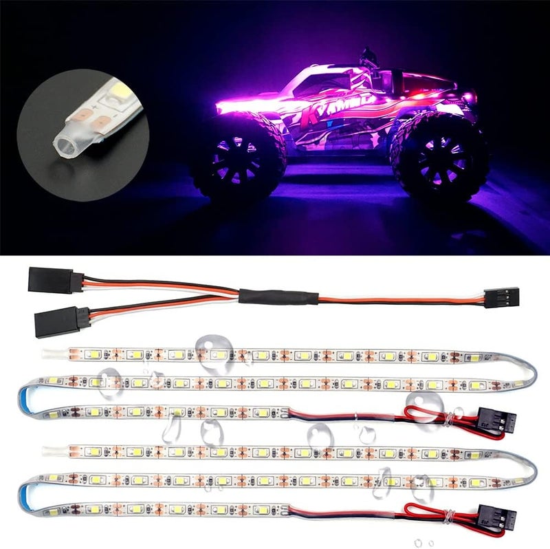 elechawk Waterproof LED Light Strips for RC Cars Trucks Airplanes Boats Drones Fixed Wing AR Wing Model Underglow Light (Pink) - Image 1